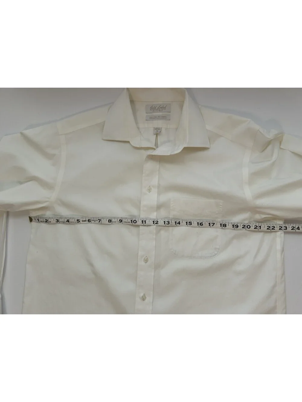 Roundtree & Yorke Gold Label Fitted Non Iron Men's Shirt 16/34 100% Cotton White